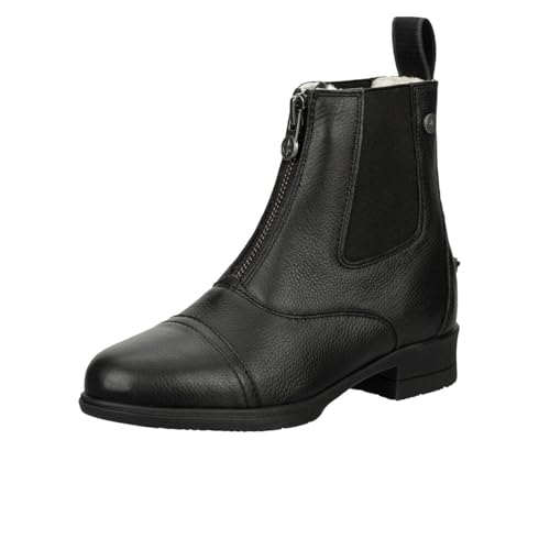 »Kids FZ Winter« Paddock Stiefelette von SUEDWIND© | Robustes Rindsleder | Teddyfell | REIT-Schlupf-Schuh | Komfort-Gummisohle | Dämpfung | Reißverschluss vorne | Kinder-Schuh | Schwarz Gr. 38 von SUEDWIND FOOTWEAR