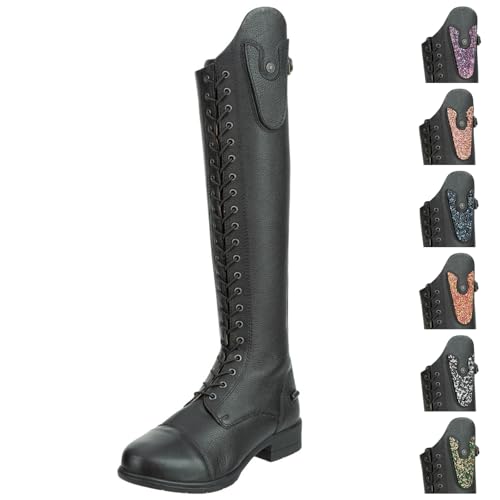 SUEDWIND© Kinder-Reitstiefel aus Leder »Nova Kids Fun Leather Polo« – Stiefel zum Reiten – Polo-Schnürung, SBS® 8 Reißverschluss & Ortholite®-Innensohle – schwarz – Größe 32 - N von SUEDWIND FOOTWEAR