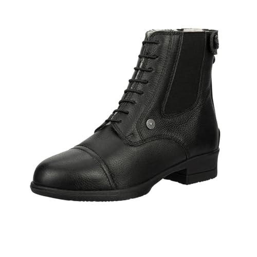 Suedwind Reitstiefeletten Nova Soft BZ Lace Winter - Kinder Reitschuhe aus Rindsleder – Paddock Stiefeletten mit Schnürung, Teddyfell, Gummisohle & Reißverschluss hinten – schwarz – Gr. 33 von SUEDWIND FOOTWEAR
