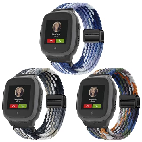 SUGARJAR 3 Stück Geflochtenes Armband Kompatibel mit Xplora Kidzi/XGO2/XGO3/X5 Play,Ultraleichtes Gewebe, 10ATM Wasserdicht, Kinderfreundlich für XPLORA Kidzi/X5/XGO 2/XGO 3, Mädchen Jungen Geschenk von SUGARJAR
