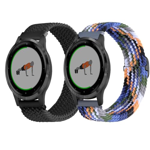 SUGARJAR Geflochtenes Armband Kompatibel mit Garmin Venu 3s/Venu 2s,18mm Nylon Uhrenarmband für Garmin Forerunner Forerunner 265S/255s/255s Music,Vivoactive 4s/Vicomove 3s /Active s von SUGARJAR