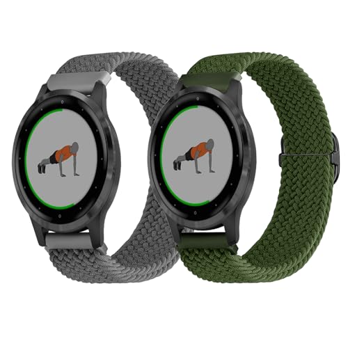 SUGARJAR Geflochtenes Armband Kompatibel mit Garmin Venu 3s/Venu 2s,18mm Nylon Uhrenarmband für Garmin Forerunner Forerunner 265S/255s/255s Music,Vivoactive 4s/Vicomove 3s /Active s von SUGARJAR