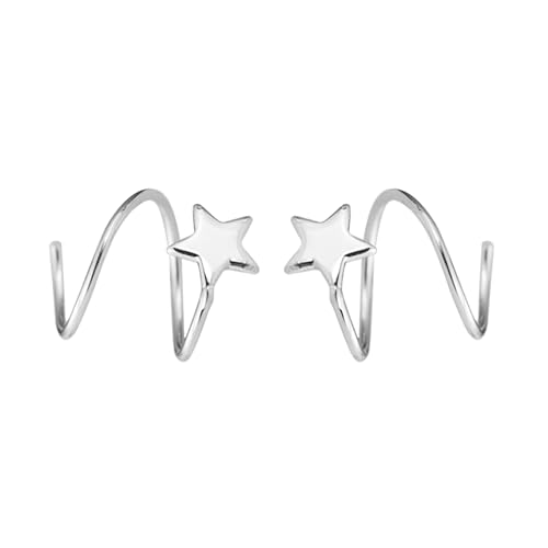 Doppel-Piercing-Ohrringe aus Sterlingsilber, mit Stern, gedrehter Draht von SUGARKITTEN LONDON