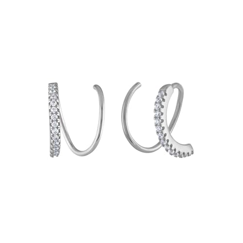 Doppel-Piercings aus Sterlingsilber, gedrehter Draht, Zirkonia, Silber/Gold/Roségold, Small, Sterling Silber, Kein Edelstein Doppel-Piercings aus Sterlingsilber, gedrehter Draht, Zirkonia, Silber/Gold/Roségold, Small, Sterling Silber, Kein Edelstein von SUGARKITTEN LONDON