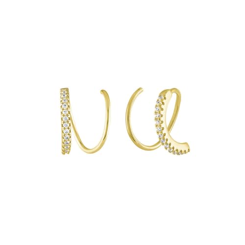 Doppel-Piercings aus Sterlingsilber, gedrehter Draht, Zirkonia, Silber/Gold/Roségold, Small, Sterling Silber, Zirkonia von SUGARKITTEN LONDON