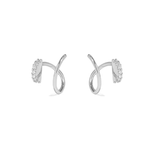 Doppel-Piercings aus Sterlingsilber mit gedrehtem Draht, Cubic Zirkonia, halbe Ewigkeit von SUGARKITTEN LONDON