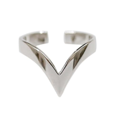 Rhodium auf Sterlingsilber, spitzer Wishbone Dreieck Spike V-Form Chevron Ring, Einheitsgröße, Sterlingsilber, One Size, Sterling Silber von SUGARKITTEN LONDON