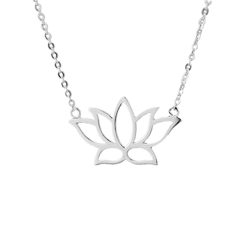 SUGARKITTEN LONDON Sterlingsilber Lotus Blume Yoga Zen Namaste Anhänger Halskette Schmuck 41-45cm 17.7'' von SUGARKITTEN LONDON