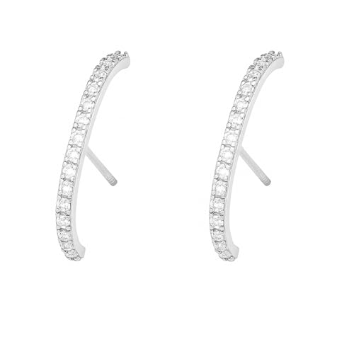 Sterling Silber Pavé Cubic Zirkonia Eternity Strumpfhalter Linie Manschette Ohrstecker 2 Tone Rhodium / 18K Gold (Rhodium), Einheitsgröße, Sterling Silber Zirkon, Zirkonia von SUGARKITTEN LONDON