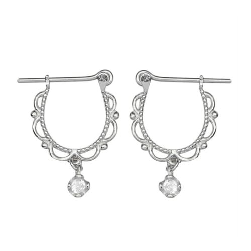 Sterling Silber Spitze kantig CZ Drop Scharnier Hoop Französisch Schloss Ohrringe von SUGARKITTEN LONDON