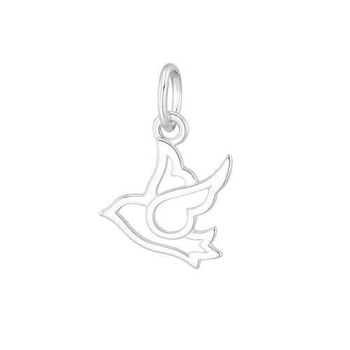 Sterling Silber hohle Taube Frieden Taube Vogel Charm Anhänger, Einheitsgröße, Sterling Silber, One Size, Sterling-Silber von SUGARKITTEN LONDON