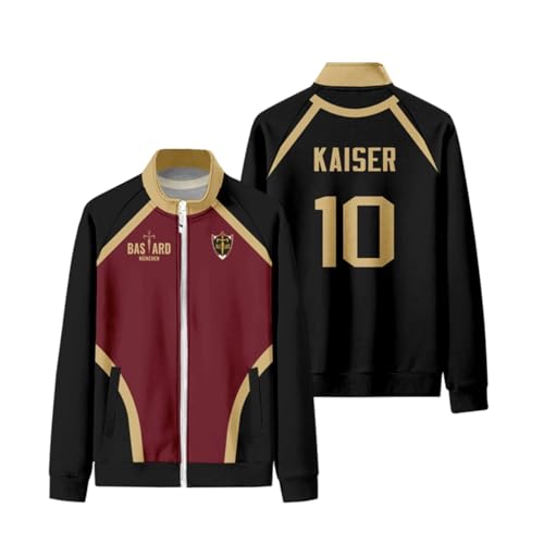SUGEBETA Anime Blue Lock Jacke Manga Cosplay Oberkleidung Standkragen Reißverschluss Hoodie(10Kaiser,M) von SUGEBETA