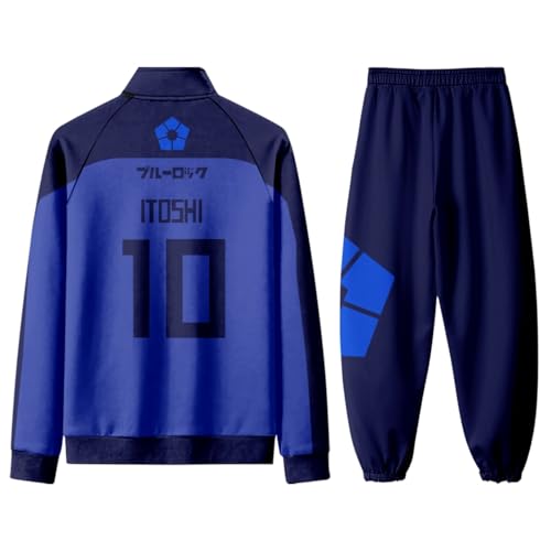 SUGEBETA Anime Blue Lock Zip Sweatshirt Schweißhosen Manga Cosplay 2PCS Trainingsanzug(10Itoshi,L) von SUGEBETA