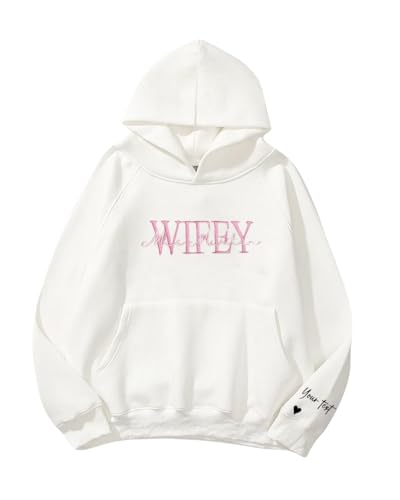 SUGEBETA DIY Benutzerdefinierte Wifey Mrs. Gestickte Hoodie für Ihren Nachnamen Sweatshirt Personalisierte Geschenk für Jubiläum Hochzeit Flitterwochen(Danse) von SUGEBETA