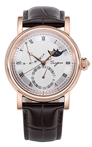 SUGESS Seagull ST2153 Automatische Mondphasen-Saphir-Anzeige Hi Beat 1963 Roségold BNIB, weiß, Armband von Sugess