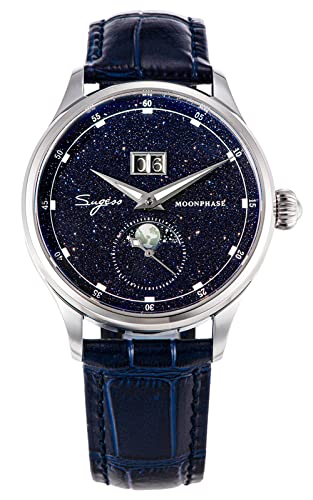 SUGESS Seagull ST2528 Automatische Mondphase, Saphirblaues Goldstein-Zifferblatt, 1963 V3, blau, Armband von Sugess