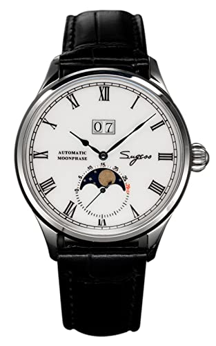 SUGESS Seagull ST2528 Automatische Mondphase, Datum, Saphir-Anzeige, 1963 BNIB, weiß, Armband SUGESS Seagull ST2528 Automatische Mondphase, Datum, Saphir-Anzeige, 1963 BNIB, weiß, Armband von Sugess