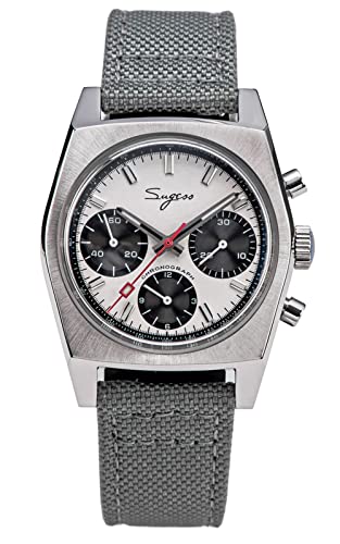 SUGESS Seagull Sugess ST1902 Panda Chronograph, 37 mm, Weiß mit gewölbtem Saphir-Lume, 1963, weiß, Riemen, (SS419001) von Sugess