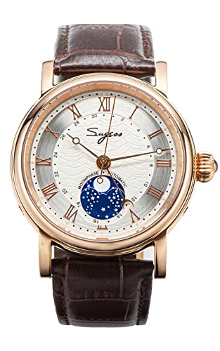SUGESS Seagull ST2108 Automatische Mondphasen-Saphir-Anzeige, Hi Beat 1963, Gold BNIB, weiß, Armband von Sugess