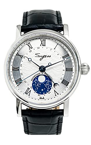 SUGESS Seagull ST2108 Automatische Mondphase Saphir-Display Hi Beat 1963 Silber BNIB, weiß, (SSMPH003) von Sugess
