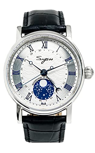 SUGESS Seagull Sugess ST2108 Automatische Mondphasen-Saphir-Anzeige, Hi Beat 1963, Blau, BNIB, weiß, Armband von Sugess