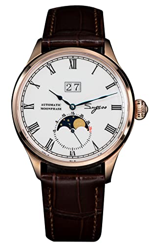 SUGESS Seagull ST2528 Automatik Mondphase Saphir Roségold 1963 BNIB, (SSMP015) von Sugess
