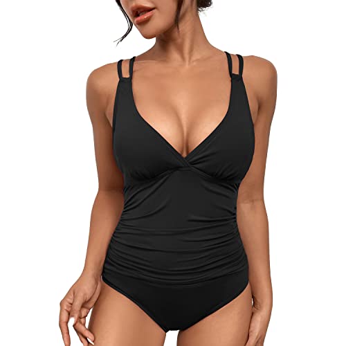 SUGSHYN Badeanzug Damen Schwimmanzug Bauchweg Sexy V Ausschnitt Bademode Push Up Swimming Suits Women Badeanzug mit Bügel Shape Monokini Badekleid Damen Strandmode Beachwear Frauen Sommer von SUGSHYN