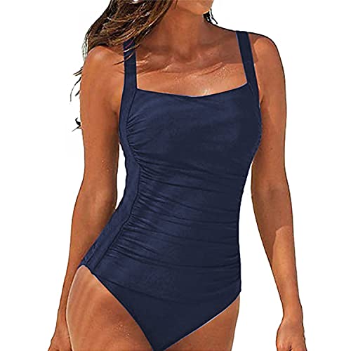 SUGSHYN Badeanzug Damen Schwimmanzug Bauchweg Sport Bademode Push Up Swimming Suits Women Badeanzug mit Bügel Shape Monokini Badekleid Damen Strandmode Beachwear Frauen Sommer(Blau,L) von SUGSHYN