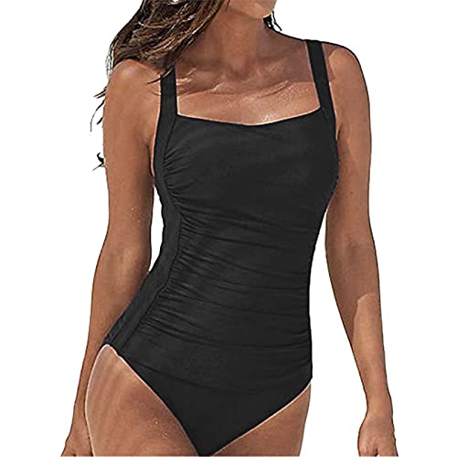 SUGSHYN Badeanzug Damen Schwimmanzug Bauchweg Sport Bademode Push Up Swimming Suits Women Badeanzug mit Bügel Shape Monokini Badekleid Damen Strandmode Beachwear Frauen Sommer(Schwarz,L) von SUGSHYN
