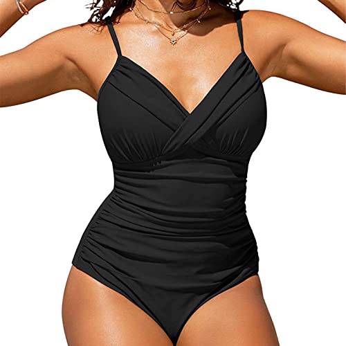 SUGSHYN Badeanzug Damen Sexy V Ausschnitt Schwimmanzug Bauchweg Bademode Push Up Swimming Suits Women Badeanzug mit Bügel Shape Monokini Badekleid Damen Strandmode Beachwear Frauen Sommer von SUGSHYN