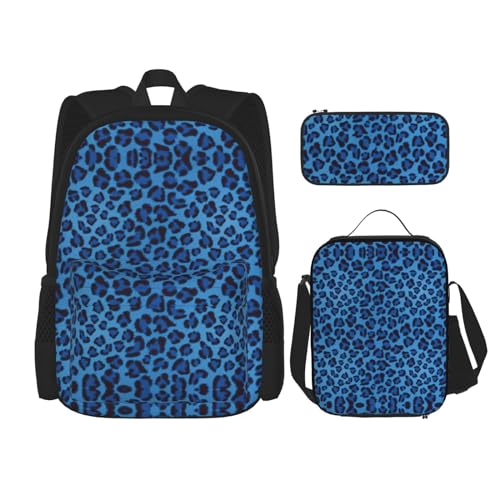 SUHNGE Line Rucksack mit Rosen-Motiv, 3-teilig, Schultasche mit Lunch-Tasche, Federmäppchen für Mädchen, Mittelschule, Leopard Skin Animal, Einheitsgröße von SUHNGE