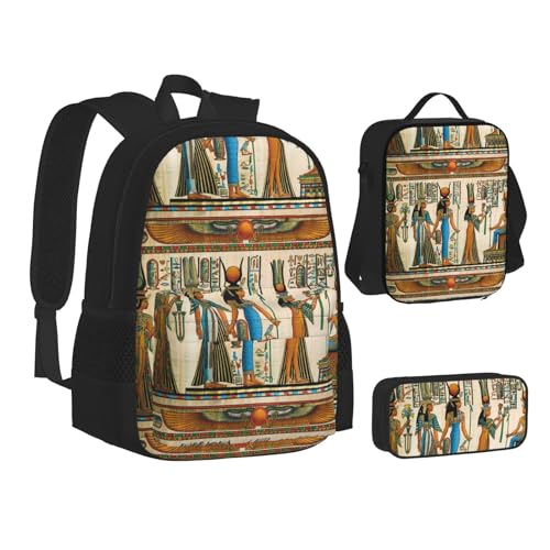 SUHNGE Lunchbox-Set, 3-in-1, Schultasche und Federmäppchen, Motiv: weißer Baum, Camouflage-Druck, passende Kombination, Frauen im alten Ägypten, Einheitsgröße von SUHNGE