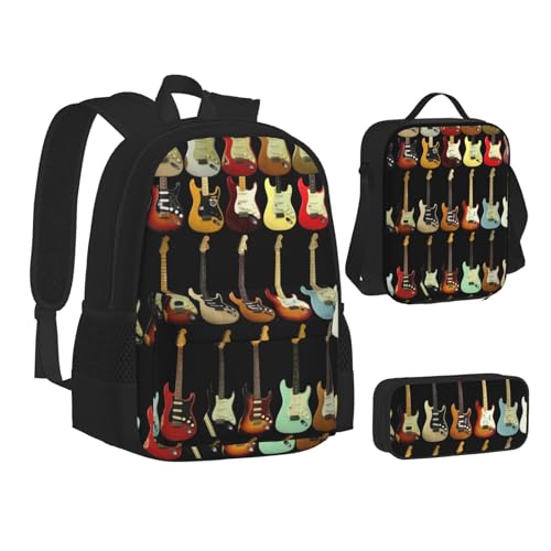 SUHNGE Programmierer Programmiercode Druck Teenager Büchertasche Mittagessen Tasche Federmäppchen 3 in 1 Schulrucksäcke Set Kinder Rucksack, Kunst-Gitarren-Muster, Einheitsgröße SUHNGE Programmierer Programmiercode Druck Teenager Büchertasche Mittagessen Tasche Federmäppchen 3 in 1 Schulrucksäcke Set Kinder Rucksack, Kunst-Gitarren-Muster, Einheitsgröße von SUHNGE