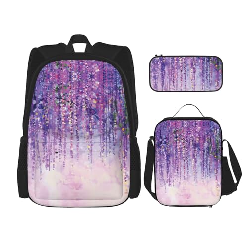 SUHNGE Rucksack mit Giraffen-Herz-, Blumen- und Schmetterlings-Druck, für Mädchen, Jungen, Schultaschen, Teenager, Lunchbox und Federmäppchen, 3-in-1-Büchertaschen-Set, Efeublütenbaum mit von SUHNGE