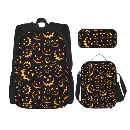 SUHNGE Rucksack mit High-Heel-Schuhen, 3-teilig, Schultasche mit Lunch-Tasche, Federmäppchen für Mädchen, Mittelschule, Happy Halloween1, Einheitsgröße von SUHNGE