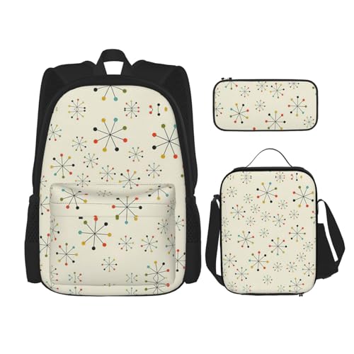 SUHNGE Rucksack mit abstraktem geometrischem Muster, Weltraumdruck, für Mädchen, Jungen, Schultaschen, Teenager, Lunchbox und Federmäppchen, 3-in-1-Büchertaschen-Set, Absktraktes, geometrisches von SUHNGE