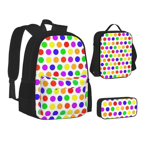 SUHNGE Schulrucksack-Set mit goldfarbenem Glitzer-Ananas-Aufdruck für Teenager, Lunch-Tasche, Federmäppchen, 3-in-1, Schulrucksack-Set, Kinder-Rucksack, Schön gepunktet, Einheitsgröße von SUHNGE