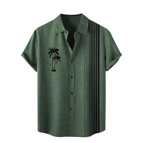 Herren Retro 50er Jahre Bowling Camp Hemd Kurzarm Rockabilly Stil Sommer Button Down Hemd egular Fit Band T-Shirts Hawaii-Hemden Strand Funky Ugly Shiteshirts Tropische Hemden für Männer (Ag, M) von SUIBOZ