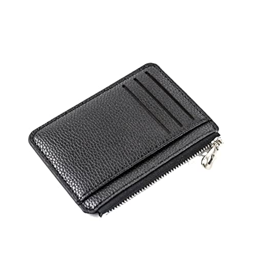 SUICRA Damen Geldbörse 1 PC Mini. ICH WÜRDE Karteninhaber Slim Damen Kartenhalter Pu. Leder-Unisex-Reißverschluss-Visitenkarten-Fall Männer Kredit-Mini-Karten-Geldbörse (Color : Black) von SUICRA