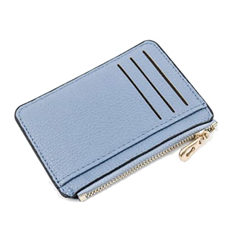 SUICRA Damen Geldbörse 1 PC Mini. ICH WÜRDE Karteninhaber Slim Damen Kartenhalter Pu. Leder-Unisex-Reißverschluss-Visitenkarten-Fall Männer Kredit-Mini-Karten-Geldbörse (Color : Blue) von SUICRA