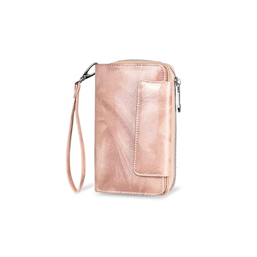 SUICRA Damen Geldbörse 1 stück, Brieftasche Frauen Echtes Leder Münze Geldbörse Damen Kurzmode Brieftaschen Weibliche Geldbörsen Kartengriff (Color : Pink) von SUICRA