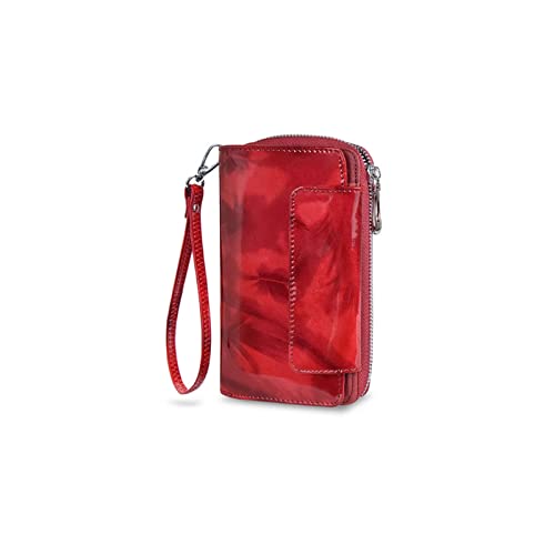 SUICRA Damen Geldbörse 1 stück, Brieftasche Frauen Echtes Leder Münze Geldbörse Damen Kurzmode Brieftaschen Weibliche Geldbörsen Kartengriff (Color : Red) von SUICRA