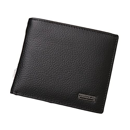 SUICRA Damen Geldbörse 100% Genuine Leather Mens Wallet Premium Product Real Cowhide Wallets for Man Short Black Walet Short Purses (Color : Black) von SUICRA