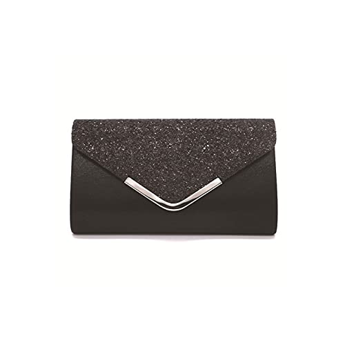 SUICRA Damen Geldbörse Bankettbeutel Braut Tasche Frauen Tasche Damen Pu. Pailletten-Diamant-Umschlag-Tasche Brautjungfern-Tasche Kosmetiktasche Kupplungsbeutel (Color : Black) von SUICRA