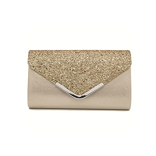 SUICRA Damen Geldbörse Bankettbeutel Braut Tasche Frauen Tasche Damen Pu. Pailletten-Diamant-Umschlag-Tasche Brautjungfern-Tasche Kosmetiktasche Kupplungsbeutel (Color : Gold) von SUICRA