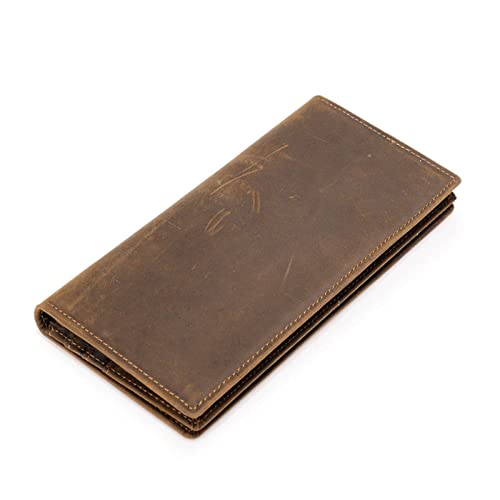 SUICRA Damen Geldbörse Brand Men Genuine Leather Slim Wallet Purse Vintage Long Bifold Card Holder Clutch Male Crazy Horse Leather Wallet for Man von SUICRA