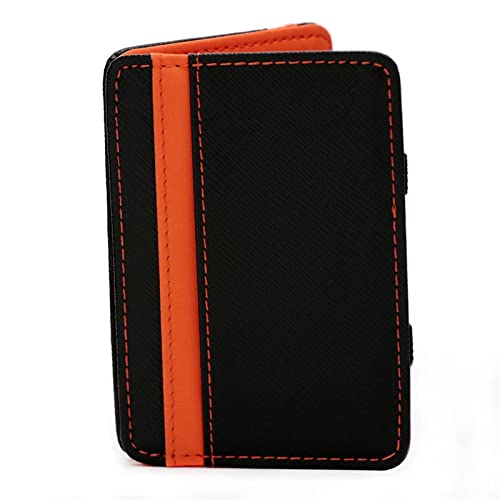 SUICRA Damen Geldbörse Brand Men Leather Wallet Money Clips Thin Clutch Bus Card Bag for Women Small Cash Holder Flip Bifold Slim Man Purse (Color : Orange) von SUICRA