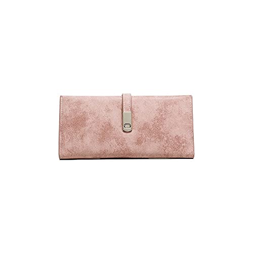 SUICRA Damen Geldbörse Brieftasche Frauen Telefon Tasche Weibliche Matte Leder Lange Frauen Geldbörsen und Geldbörsen Magnet Haspe Damen Slim Kartenhalter Geldbörse (Color : Pink) von SUICRA