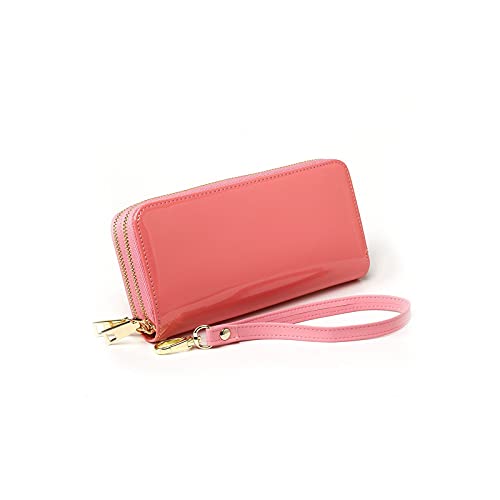 SUICRA Damen Geldbörse Brieftasche Lange doppelte Reißverschluss Geldbörsen Große Kapazität Damen Münze Geldbörse Armband Kupplung Geldkarte Hodler Telefon Handtaschen (Color : Pink) von SUICRA