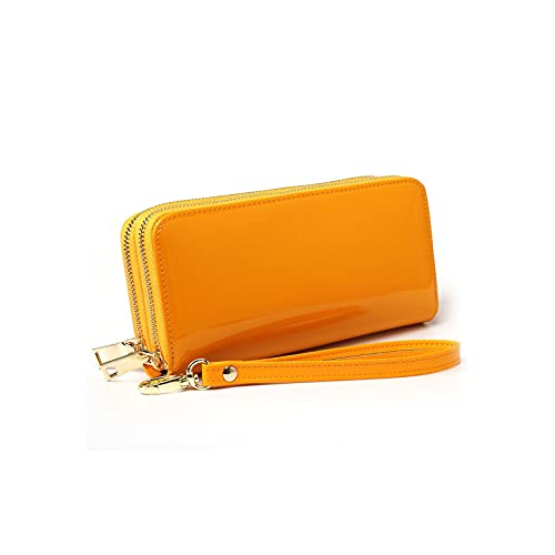 SUICRA Damen Geldbörse Brieftasche Lange doppelte Reißverschluss Geldbörsen Große Kapazität Damen Münze Geldbörse Armband Kupplung Geldkarte Hodler Telefon Handtaschen (Color : Yellow) von SUICRA